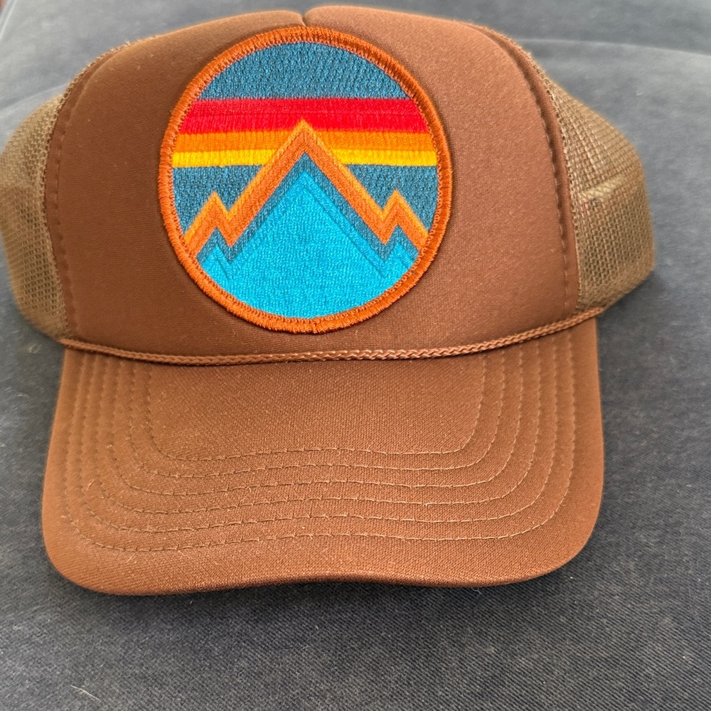 Aviator Nation Brown Trucker Hat with Mountain Patch